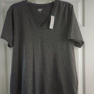 NEW Women's XL Tall Relaxed Supima Cotton V-Neck T-Shirt.Color: Charcoal Gray